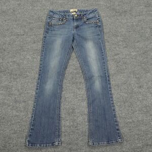 Mudd Jeans Girls Size 12 Blue Bootcut Rhinestone Embellished Cross Back Pocket